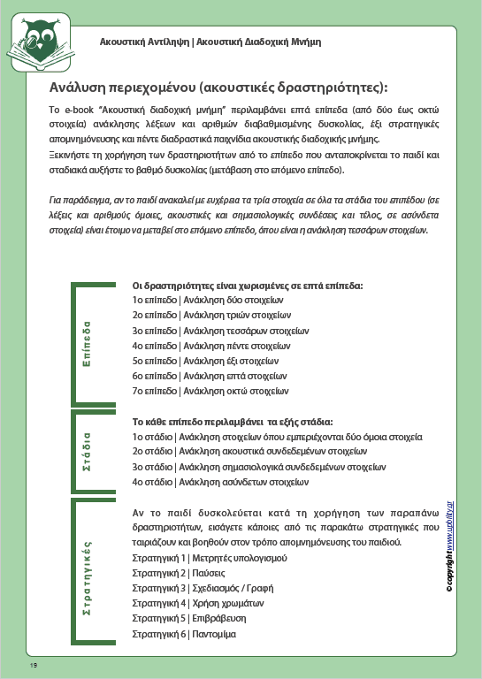 Ανάπτυξη Ακουστικής αντίληψης | ΑΚΟΥΣΤΙΚΗ ΔΙΑΔΟΧΙΚΗ ΜΝΗΜΗ - Εκδόσεις Upbility