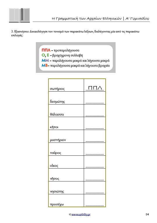 Γραμματική Αρχαίων Α' Γυμνασίου | Σχολικό βοήθημα - Εκδόσεις Upbility