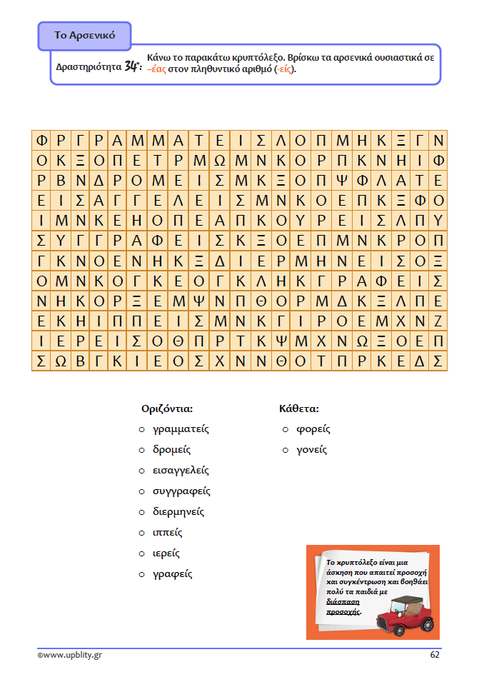 ΤΑ ΟΥΣΙΑΣΤΙΚΑ | Αντιμετώπιση της Δυσορθογραφίας μέσω της Γραμματικής - Εκδόσεις Upbility