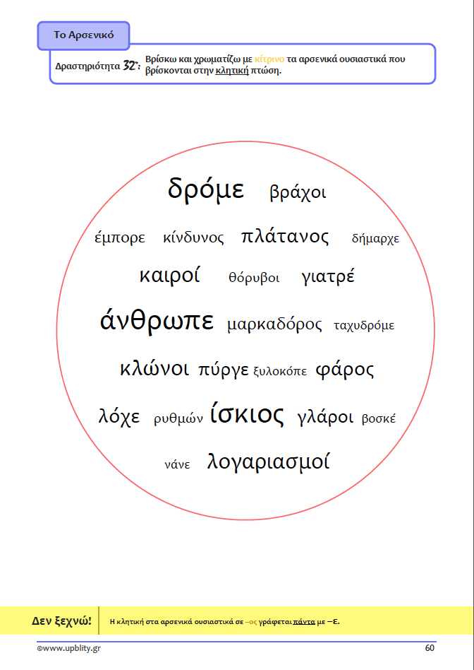 ΤΑ ΟΥΣΙΑΣΤΙΚΑ | Αντιμετώπιση της Δυσορθογραφίας μέσω της Γραμματικής - Εκδόσεις Upbility