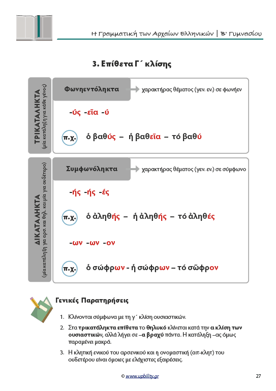 Γραμματική Αρχαίων Β' Γυμνασίου | Σχολικό βοήθημα - Εκδόσεις Upbility